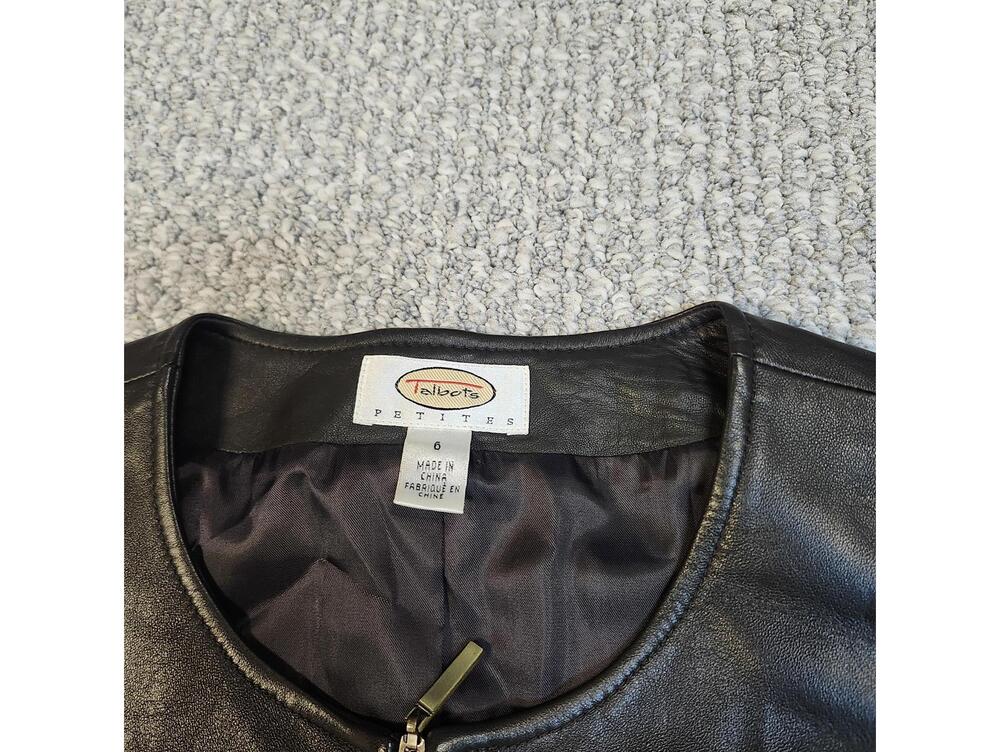 Talbots Black Leather Sleeveless Vest Petite Size 6 - Picture 2 of 8